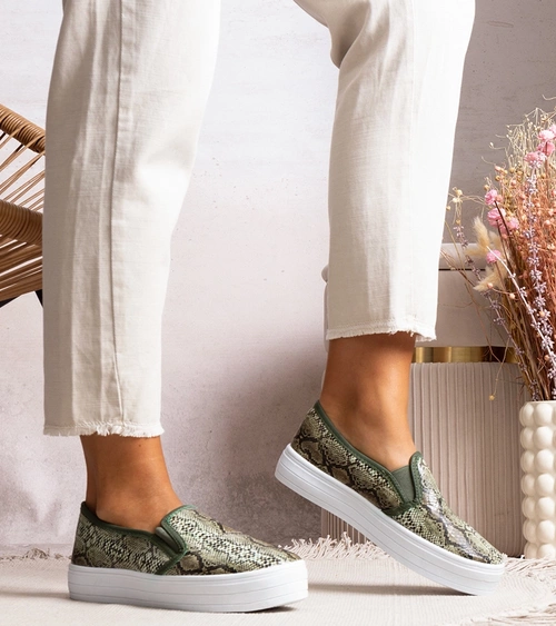 Grüne Slip On Irving Tennisschuhe